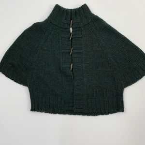 Loft S  Poncho Sweater green small toggle button